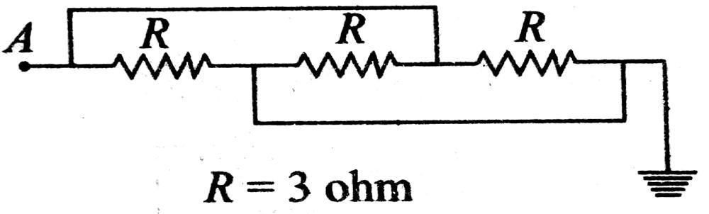 चित्र में A का विभव 10 Volt है। पृथ्वी में प्रवाहित धारा होगी