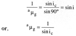 According to Snell's law, the refractive index