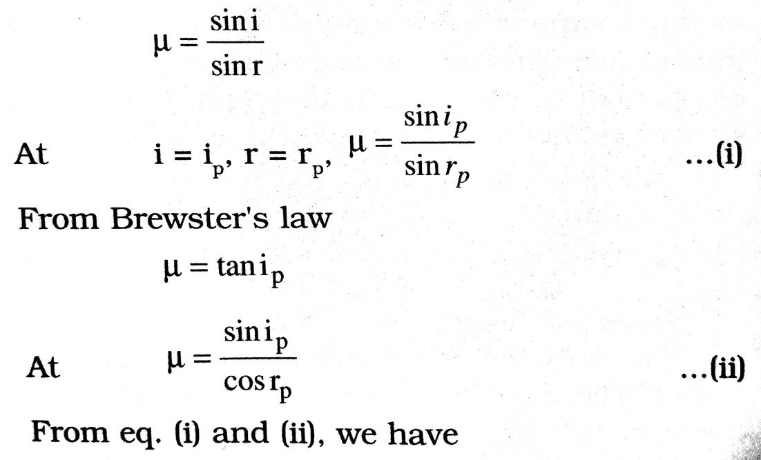 From Snell's law of refraction