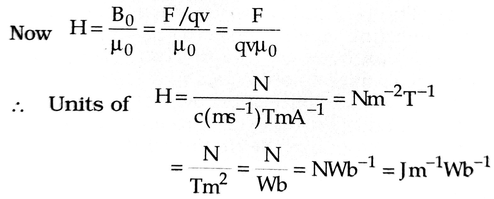 Show that the unit of magnetising