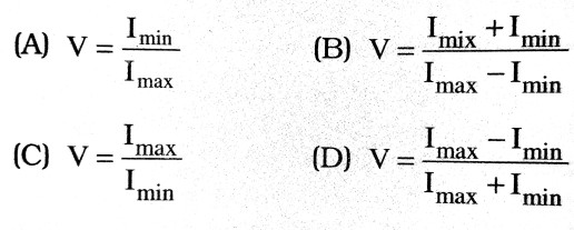 The visibility V of an interference pattern is