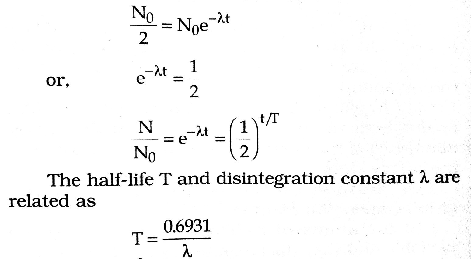 What is the relationship between Half life and Decay constant