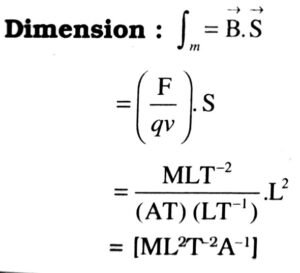 Write down S.I. unit and dimension of magnetic flux