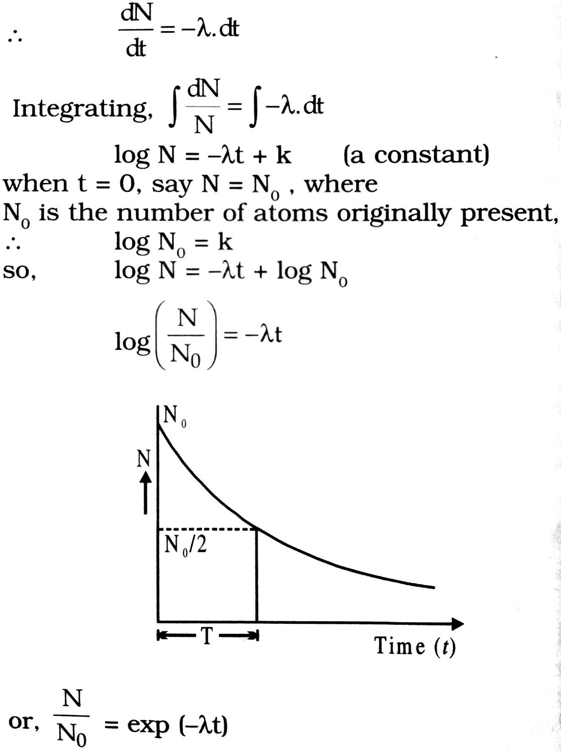 radioactive constant and it depends