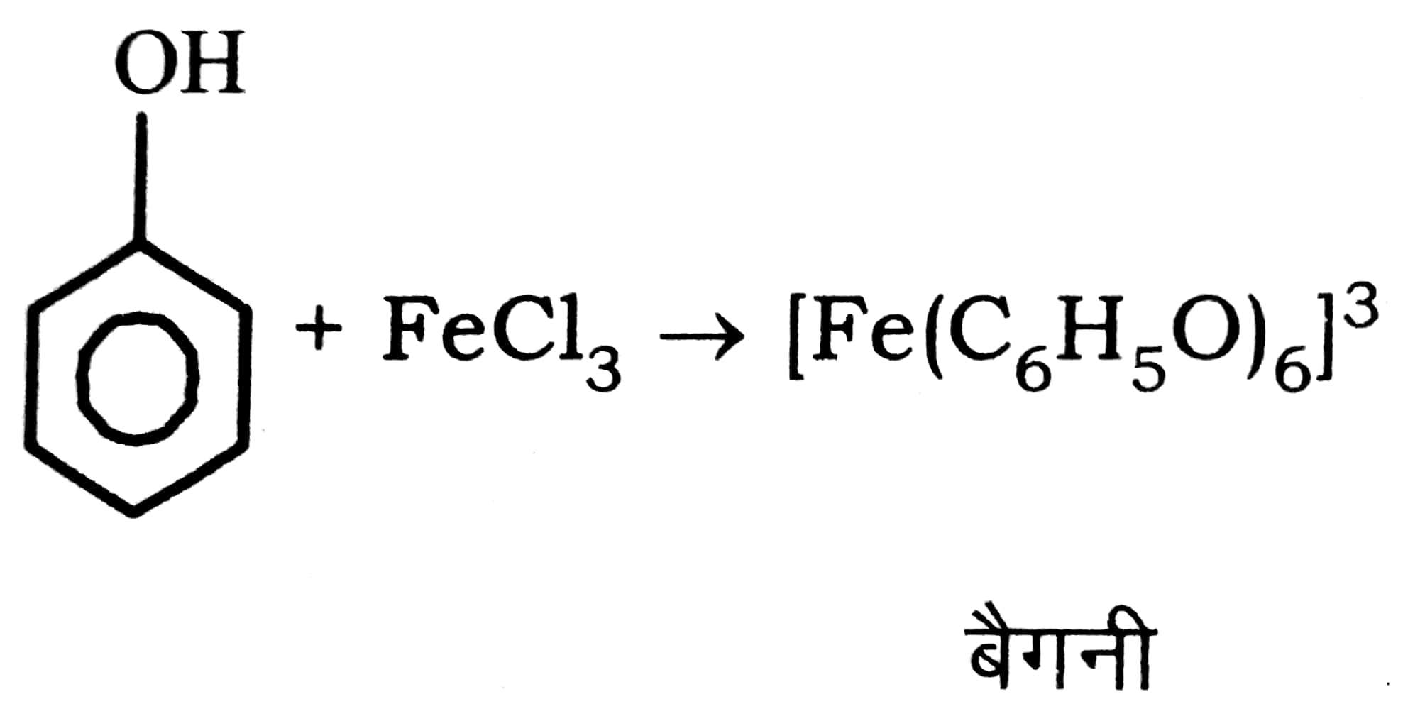 फिनॉल-फिनॉल उदासीन FeCl3 से प्रतिक्रिया कर बैगनी रंग का