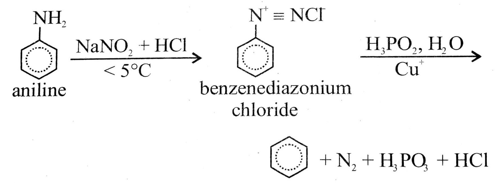 Aniline to Benzene