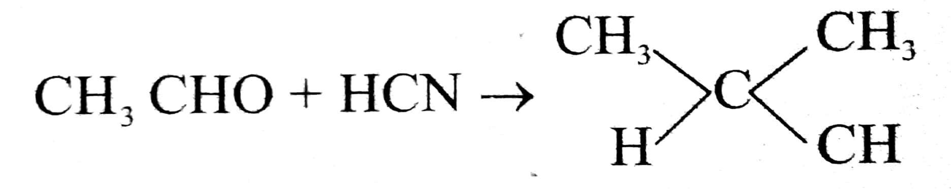 Acetaldehyde जब HCN गैस के साथ प्रतिक्रिया करता है