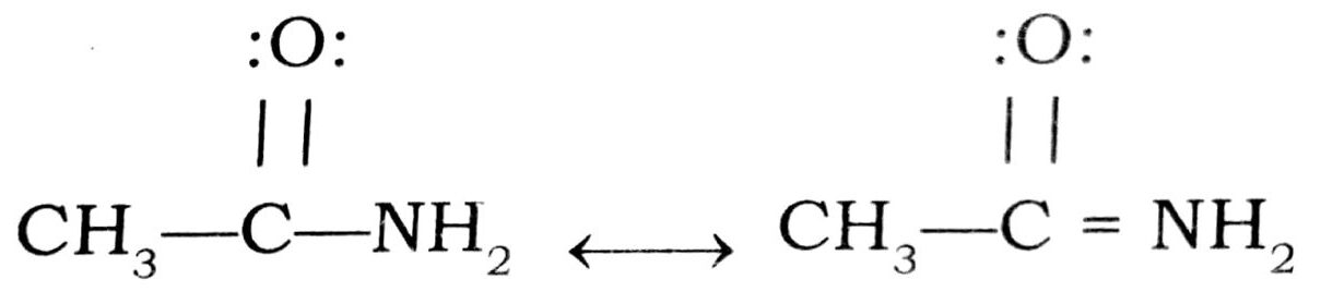 In amides the lone pair of electrons on nitrogen atom