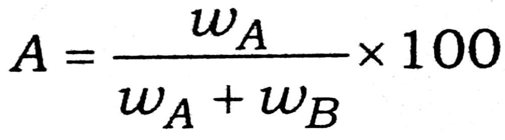 यदि अवयव A द्रव्यमान wA तथा B अवयव का द्रव्यमान wB हो तो A के लिए द्रव्यमान